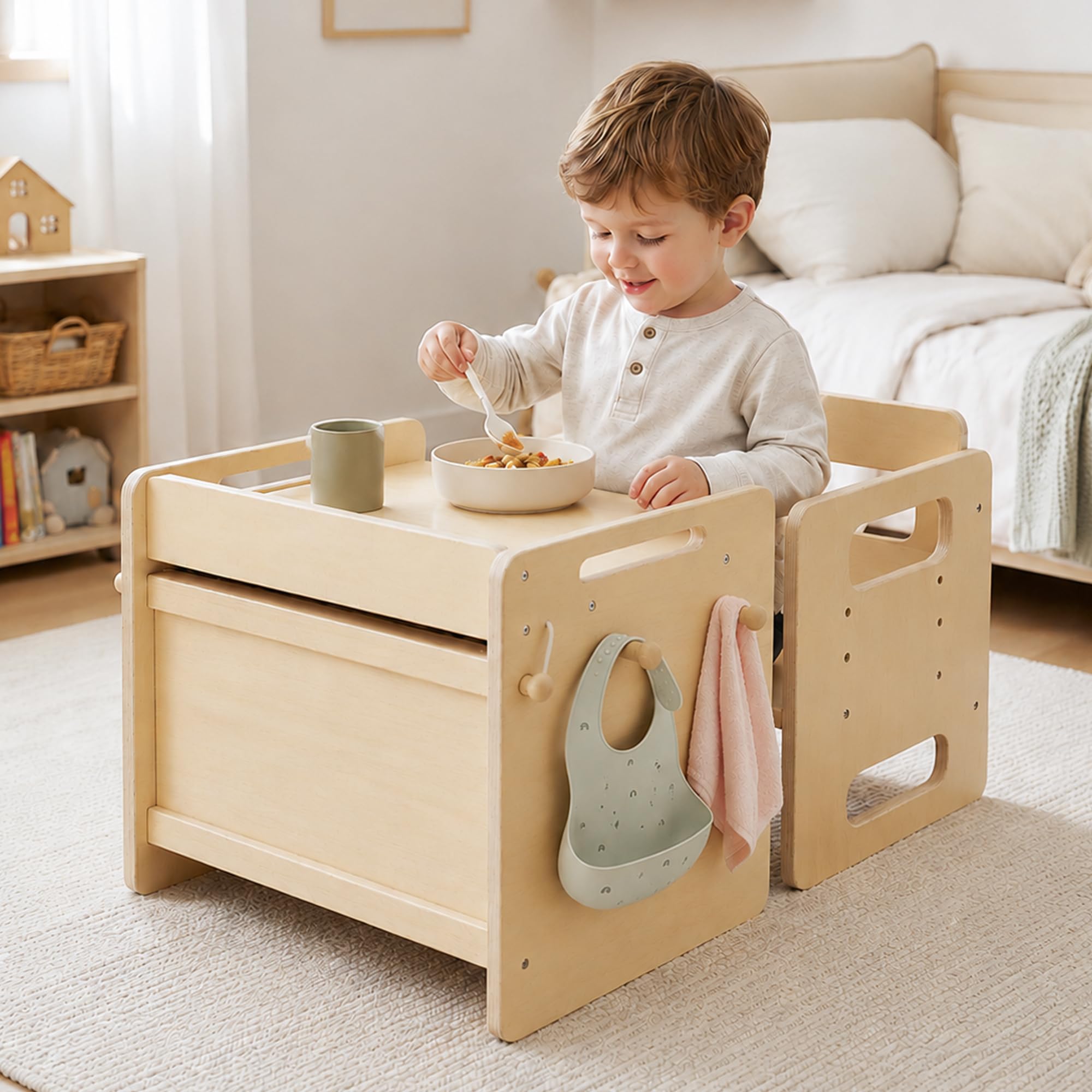 Montessori Weaning Table and Chair Set, Adjustable Wooden for Toddler | Adjustab