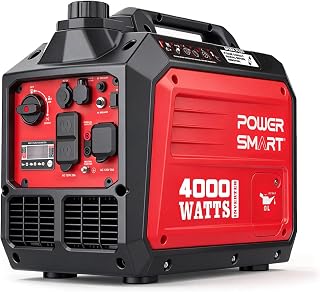PowerSmart 4000 Watt Portable Inverter Generator for Home Use | Super Quiet <59dBA, 8H Long Runtime, Parallel Ready, Eco Mode, <3% THD Clean Power