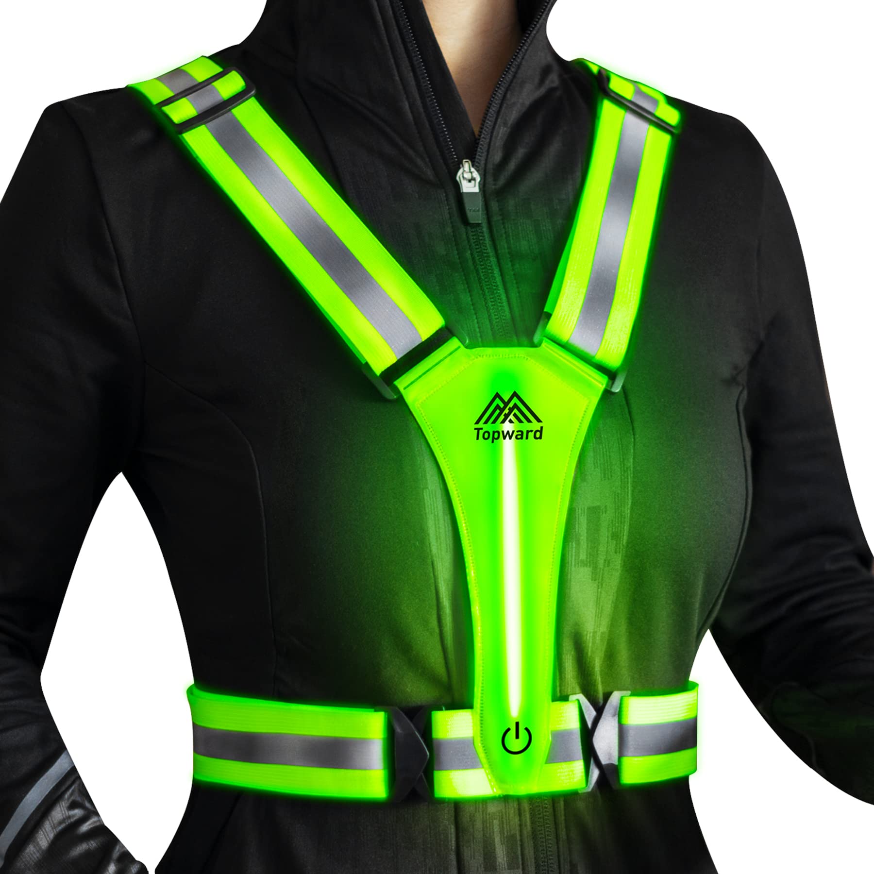 Topward LED Reflective Vest Safety Gear, High Visibility Light Up Running Vest f