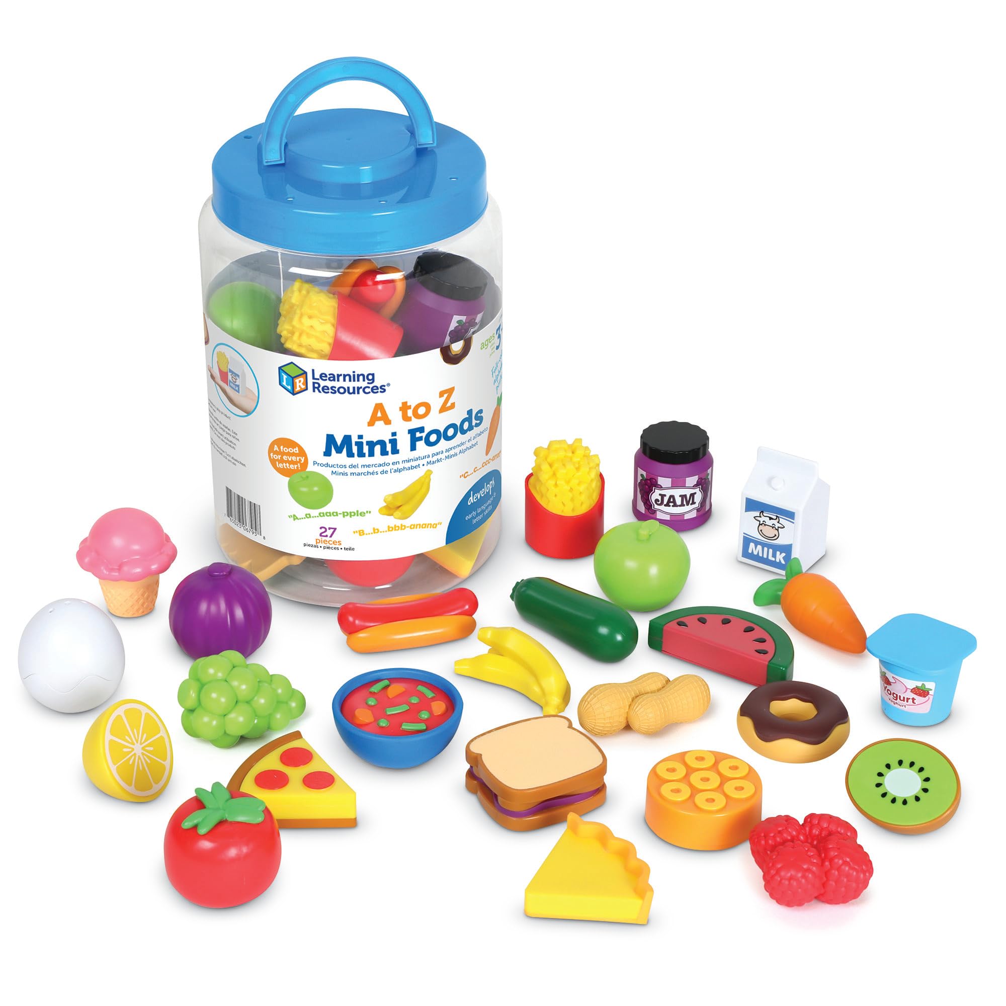 Learning Resources A to Z Mini Foods | Toddler Pretend Play Food Toys, Kids Plas