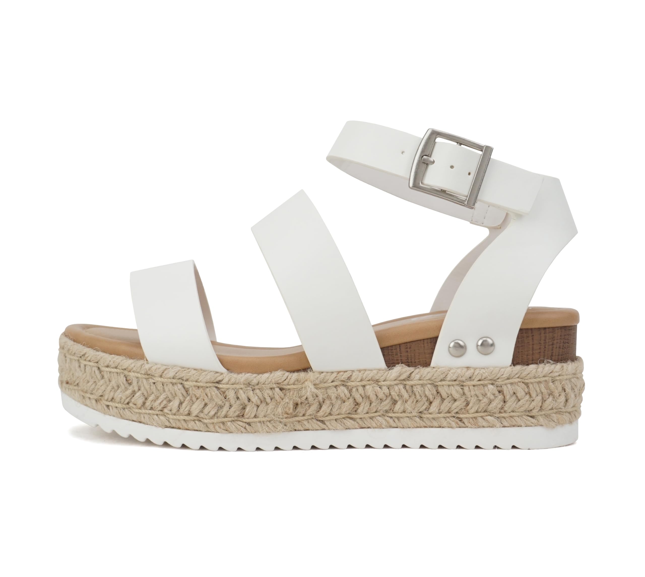 Soda Top Shoe Bryce Open Toe Buckle Ankle Strap Espadrille Flatform Wedge Casual