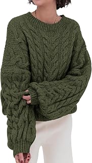 PRETTYGARDEN Women Sweaters Autumn 2024 Knitted Cable Long Sleeve Round Neck Oversized Sweater Chunky Pullover Loose Dresses