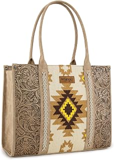 Montana West × Wrangler Aztec Tote Bag for Women Western Shoulder Purse Top Handle Handbag
