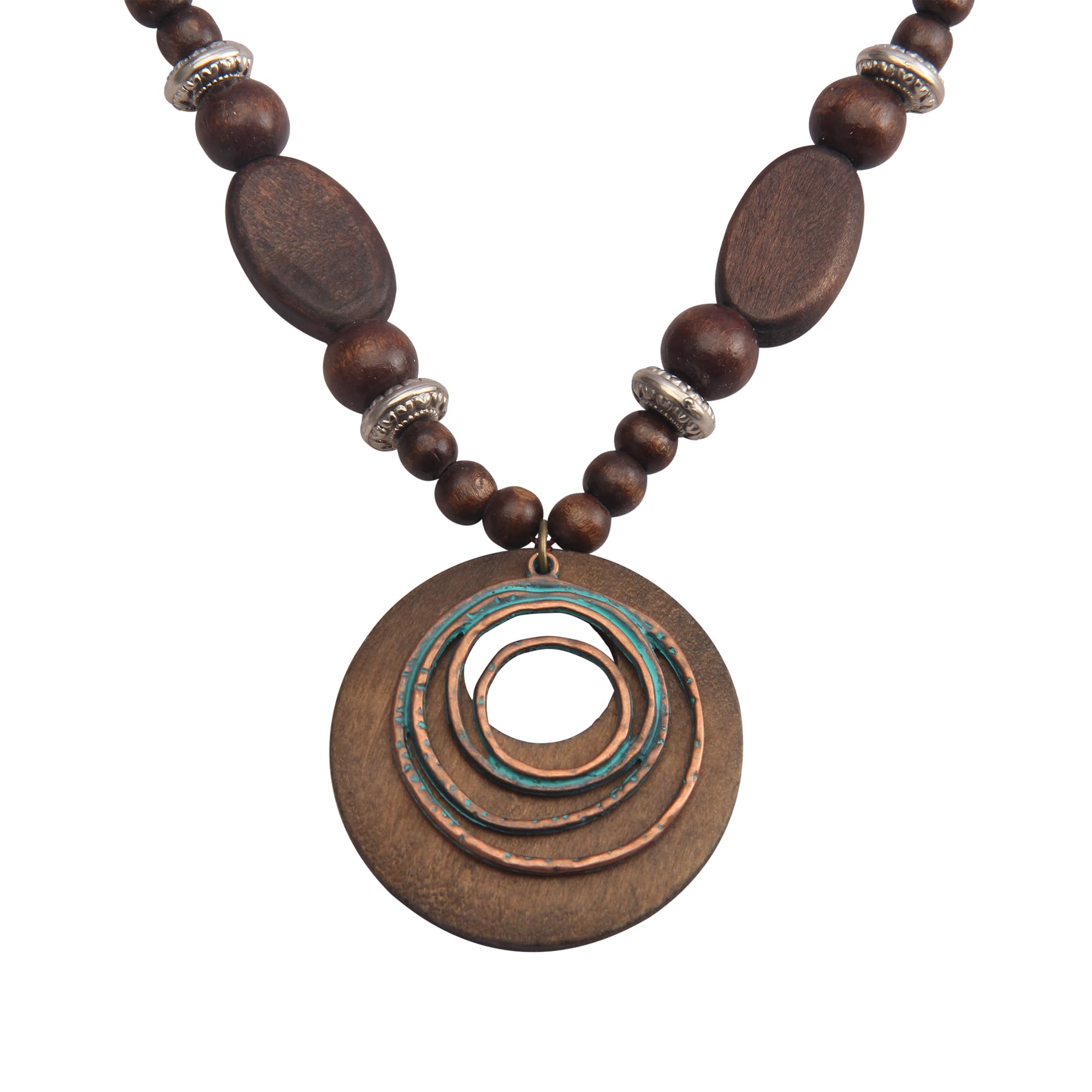 Long Necklaces for Women Boho Wooded Pendant Vintage Necklace Sweater Chain Neck