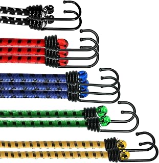 ANSIO Bungee Cords with Hooks, UV-Resistant Bungee Straps, 12 Pack Assorted | UV-Resistant & Ideal for Securing Luggage, Racks, Camps, Motorcycles, Tarps, Garden Furniture & DIY Storage