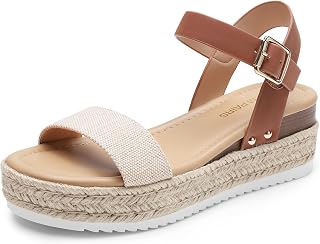 DREAM PAIRS platform sandals for women comfortable open toe wedge sandals one band dressy for women casual summer style