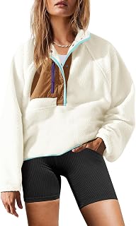 Yanekop Womens Fleece Pullover Jacket Sherpa Sweatshirt with Pockets