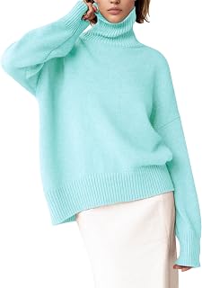 YKR Women's Turtleneck Sweater Chunky Long Sleeve Knitted Pullover High Low Hem Trendy 2026 Fall Winter Basic Jumper Top