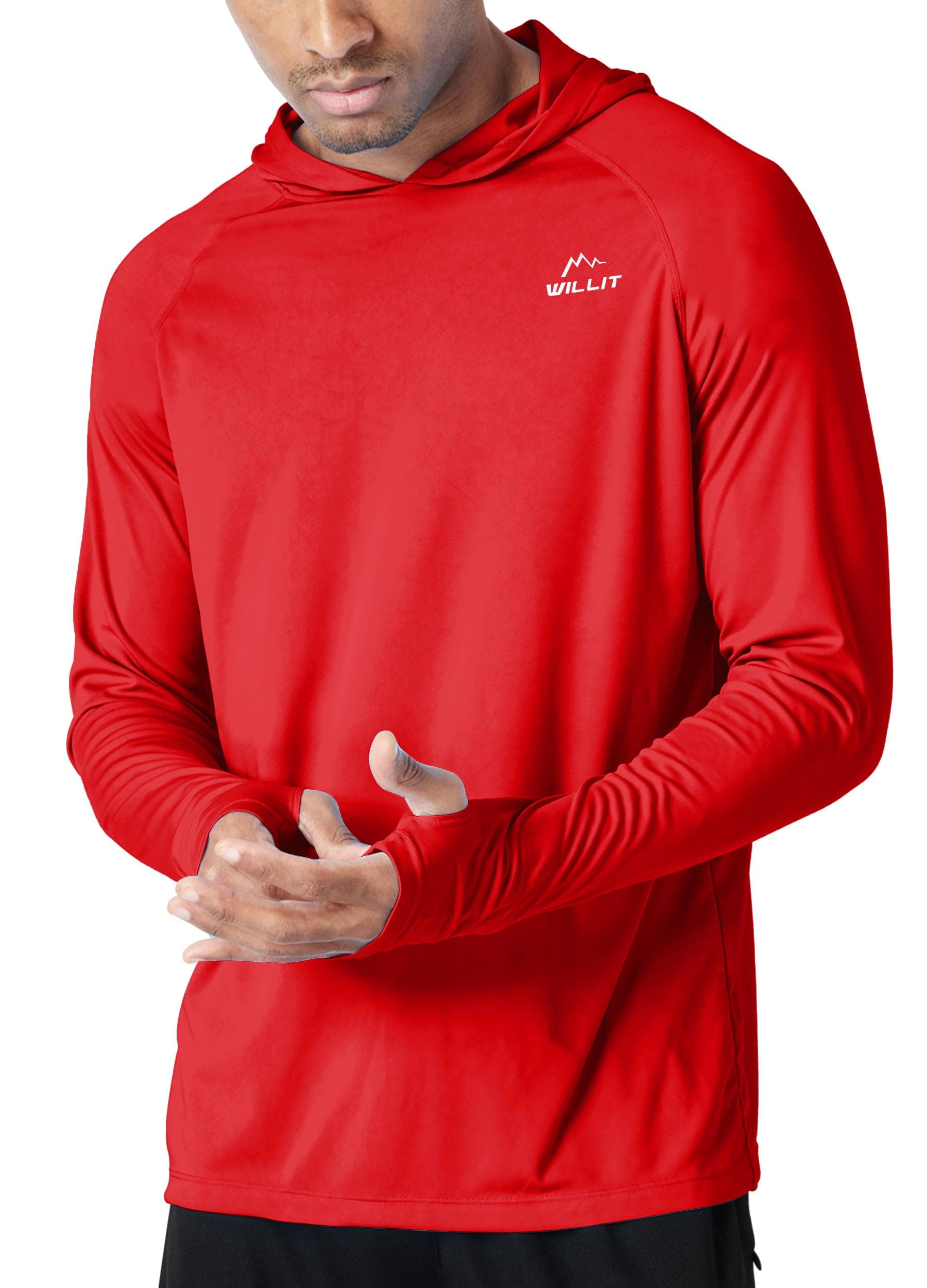 Willit Men's UPF 50+ Long Sleeve Sun Protection Hooded Sun Shirt Sun Protection 