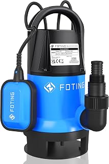 FOTING 900W Submersible Water Pump for Dirty/Clean Water, 14000 L/H Electric Sump Pump with Float Switch, Portable Water Pump to Empty Pool, Drainage Pump for Pond, Pools, Hot Tub, Ditches, Blue
