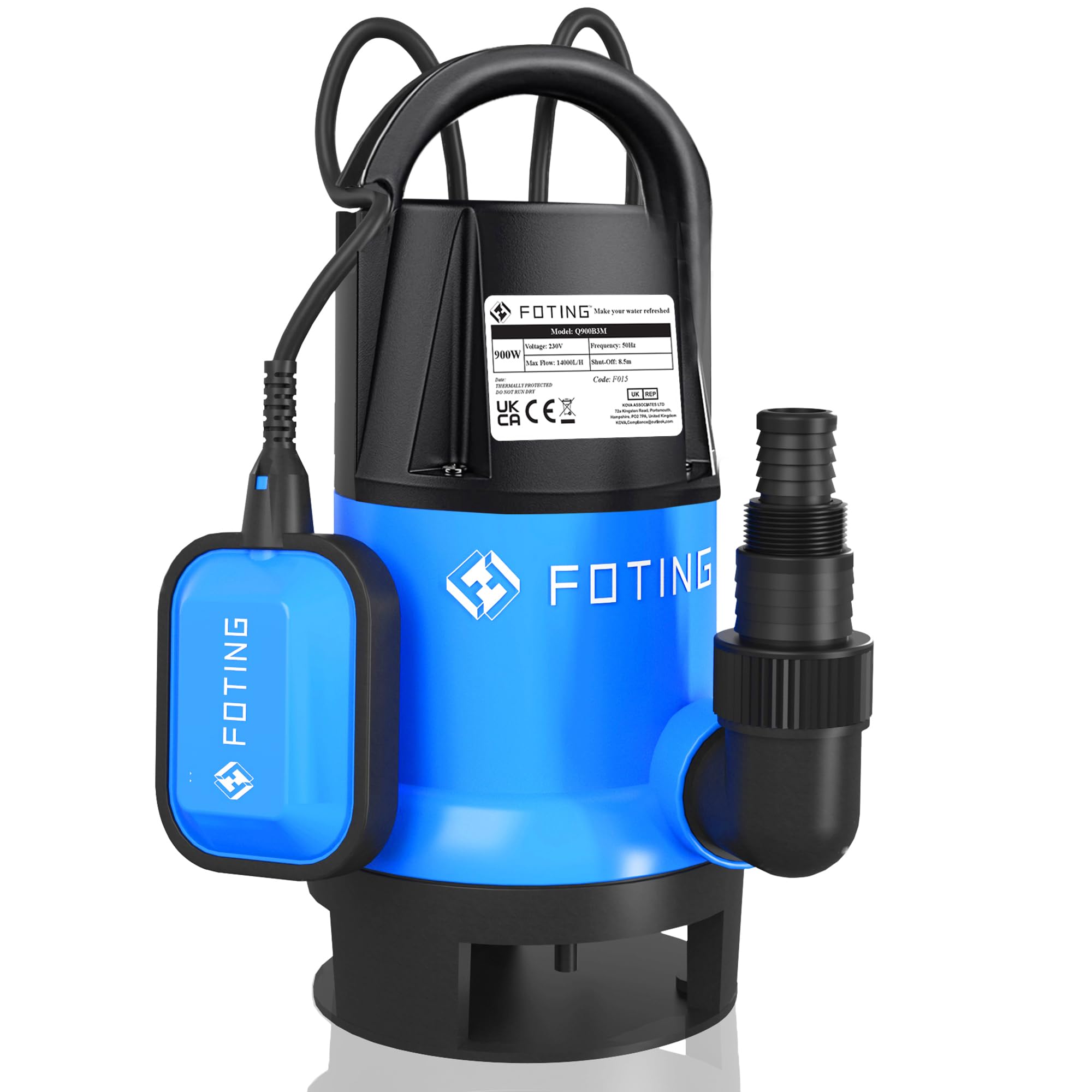 FOTING 900W Submersible Water Pump for Dirty/Clean Water, 14000 L/H Electric Sum