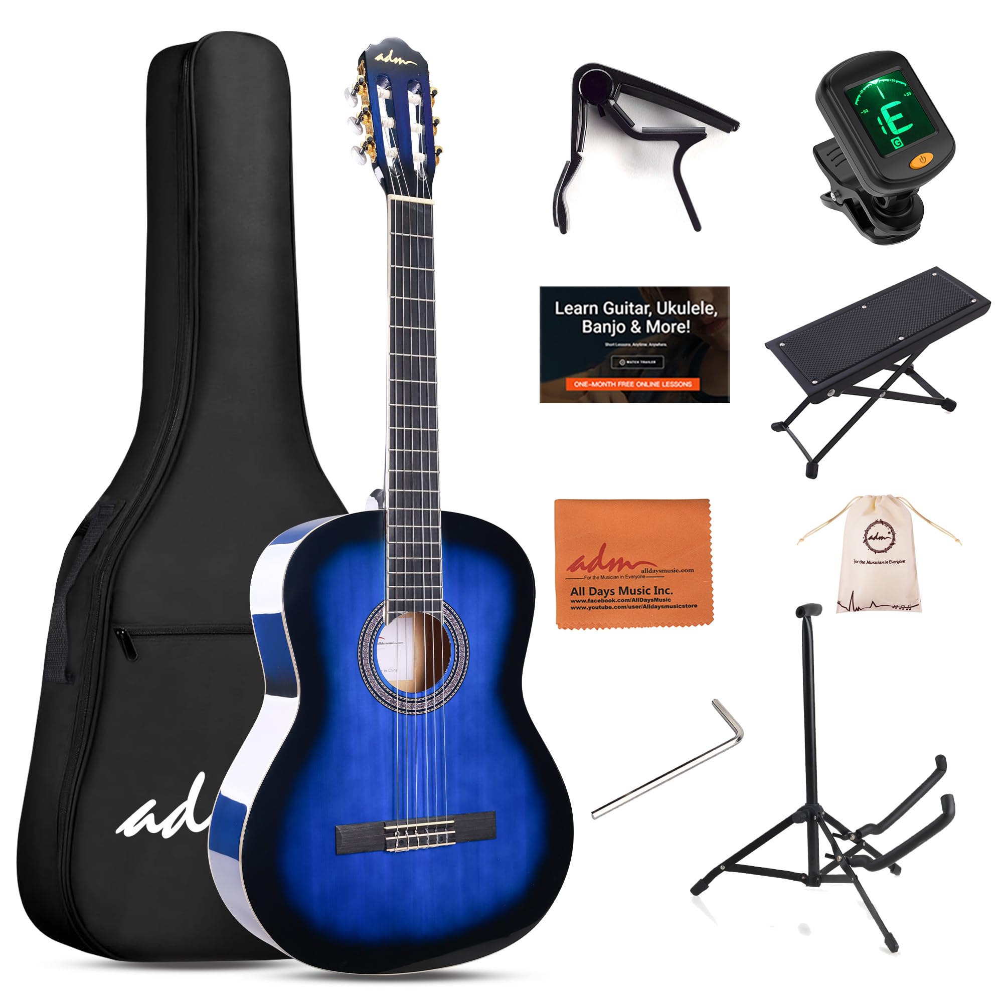 ADM Full Size Classical Nylon Strings Acoustic Guitar 39 Inch Classic Guitarra S