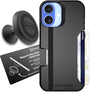 Scooch for iPhone 16 Wallet Case Card Holder, Moneymate, Black