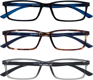OPULIZE See-Brille Blaulichtfilter Schmal Rahmen Federscharniere Verbessern Den Schlaf Computerbrille Gaming Entspiegelt Bügel Herren Damen B9X, Black / Brown / Gray