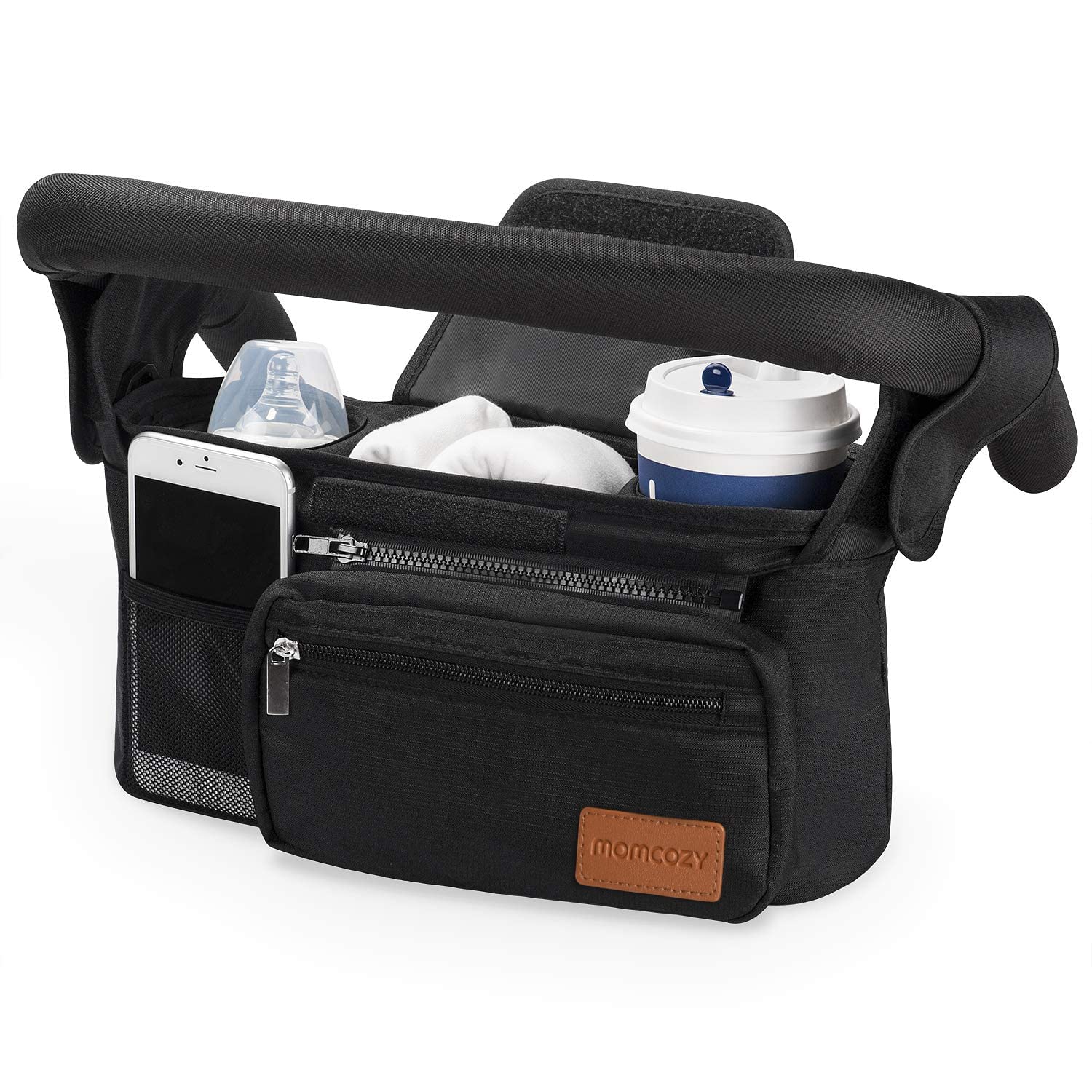 Momcozy Universal Stroller Organizer with Insulated Cup Holder | Detachable Phon