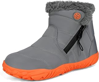 Sisttke Kids Barefoot Snow Boots Wide Width Ankle Booties for Girls Boys