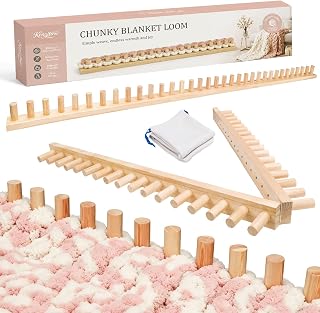 60" Solid Wood Chunky Blanket Loom for Chunky Yarn to Knit without Needles | Foldable Loom for Chunk Blankets & Scarves - Available in 32"/48"/60"/72" - with Storage Bag, Stress Relief DIY Gift