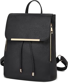 Miss Lulu Women's Backpack, PU Leather Drawstring Rucksack for Work School