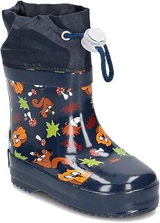 Playshoes Short Rubber Boots Forest Animals Lined Natural Rubber Boots, Unisex – Children and Teenagers