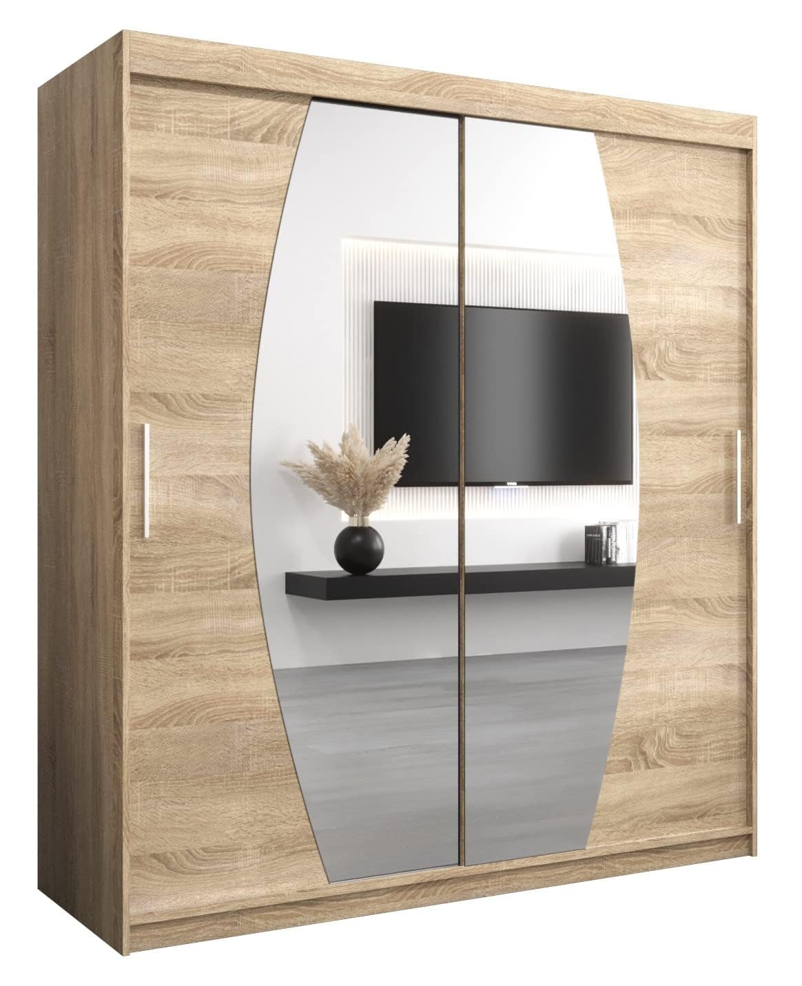 ABIKSMEBLE Elypse 180 Bedroom Wardrobe with Two Sliding Doors – Modern Wardrobe 