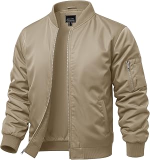 CRYSULLY Mens Lightweight Bomber Jacket Full Zip Spring Fall Casual Coat