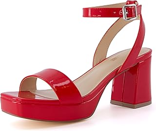CUSHIONAIRE Women's Cherry Platform Dress Sandal + Memory Foam Wide, Red Patent, 7
