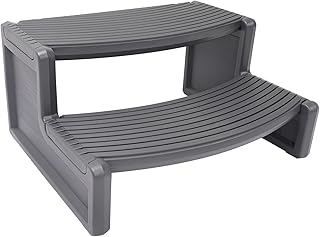 KUAFU Universal Spa Hot Tub Step Outdoor Indoor Compartment Spa Stairs 2- | Step Stool Pool Ladder Slip Resistant Striped Dark Gray