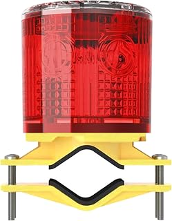 QXMH Solar Strobe Warning Light: Waterproof LED Flashing Safety Light, High Bright LED Warning Lamp Outdoor, Traffic Lights for Construction Factory Safety Road Sign Dock Marine Beacon (Red)