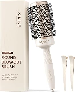 AIMIKE NaturaVol Round Brush for Blow Out, Large Round Hair Brush for Fine Hair with Nano Thermal Ceramic Tech, for Blow Drying & Styling, Adds Volume & Smoothness (53mm Barrel, 76mm Bristle)