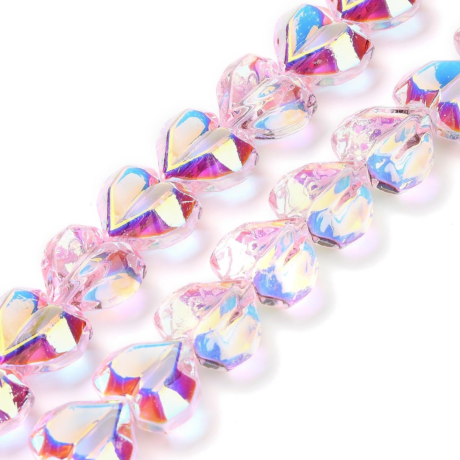 50pcs Pink Faceted Crystal Glass Beads for Valentine's Day Earrings Bracelet Nec