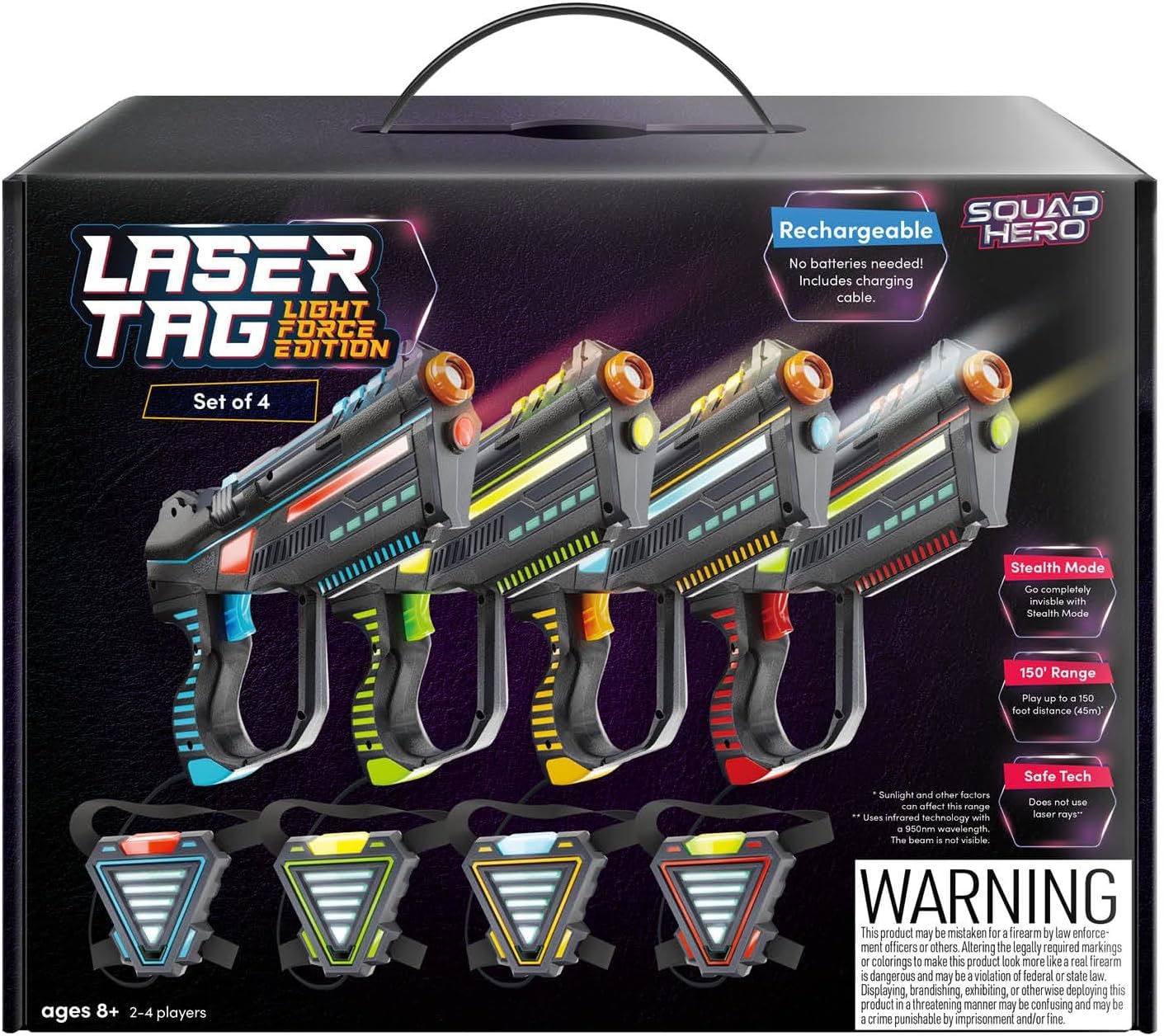 Rechargeable Laser Tag Set for Kids, Teens & Adults, with Gun & Vest Sensors - F