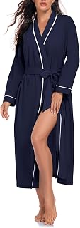 EA'S SECRET 100% Cotton Robes for Women Lightweight Long Kimono Bathrobe Soft Ladies Loungewear with Pockets