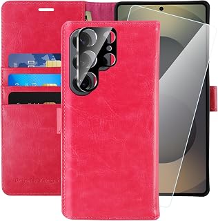 MONASAY Wallet Case for Samsung S25 Ultra with 3 Card Holders - Hot-Pink