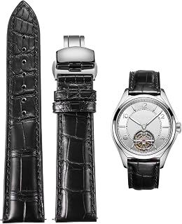 BINLUN Leather Strap Genuine Embossed Crocodile Leather Watch Bracelet Men Women Folding Buckle Quick Release Handmade 18mm 19mm 20mm 21mm 22mm 24mm