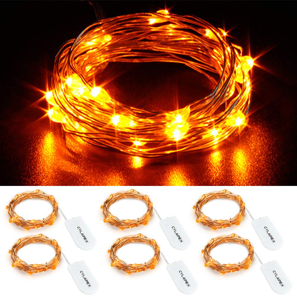 CYLAPEX 6 Pack Fairy Lights Battery Operated 7ft 20 LED Mini String Lights Silve