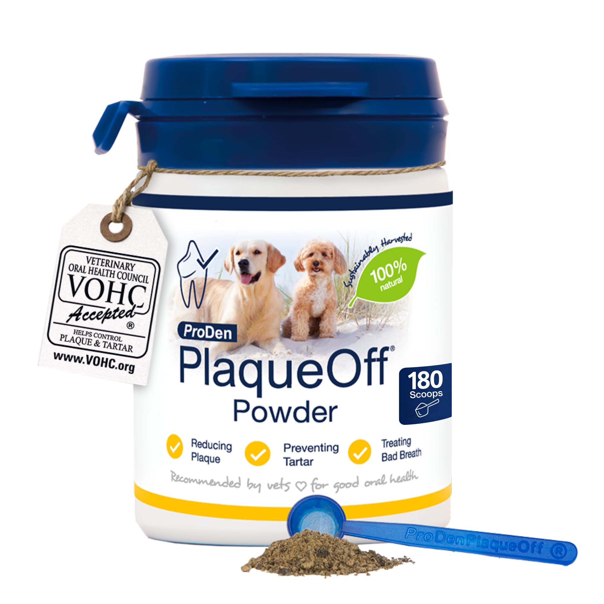 ProDen PlaqueOff 60g Dental Powder for Dogs - 100% Organic 6-Month Supply | VOHC
