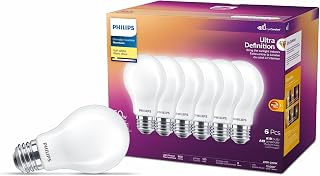 Philips Ultra Definition LED 60W A19 MedBase Soft White (2700K) Warm Glow Glass Frosted 6-Pack LED Light Bulb