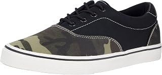 TOBER Men's Black Classic Low Top Shoes, Canvas Fashion Trainers with Soft Insole, Causal Dress Shoes for Men, Comfortable Hiking Shoes, Black without Laces, EU 44.5