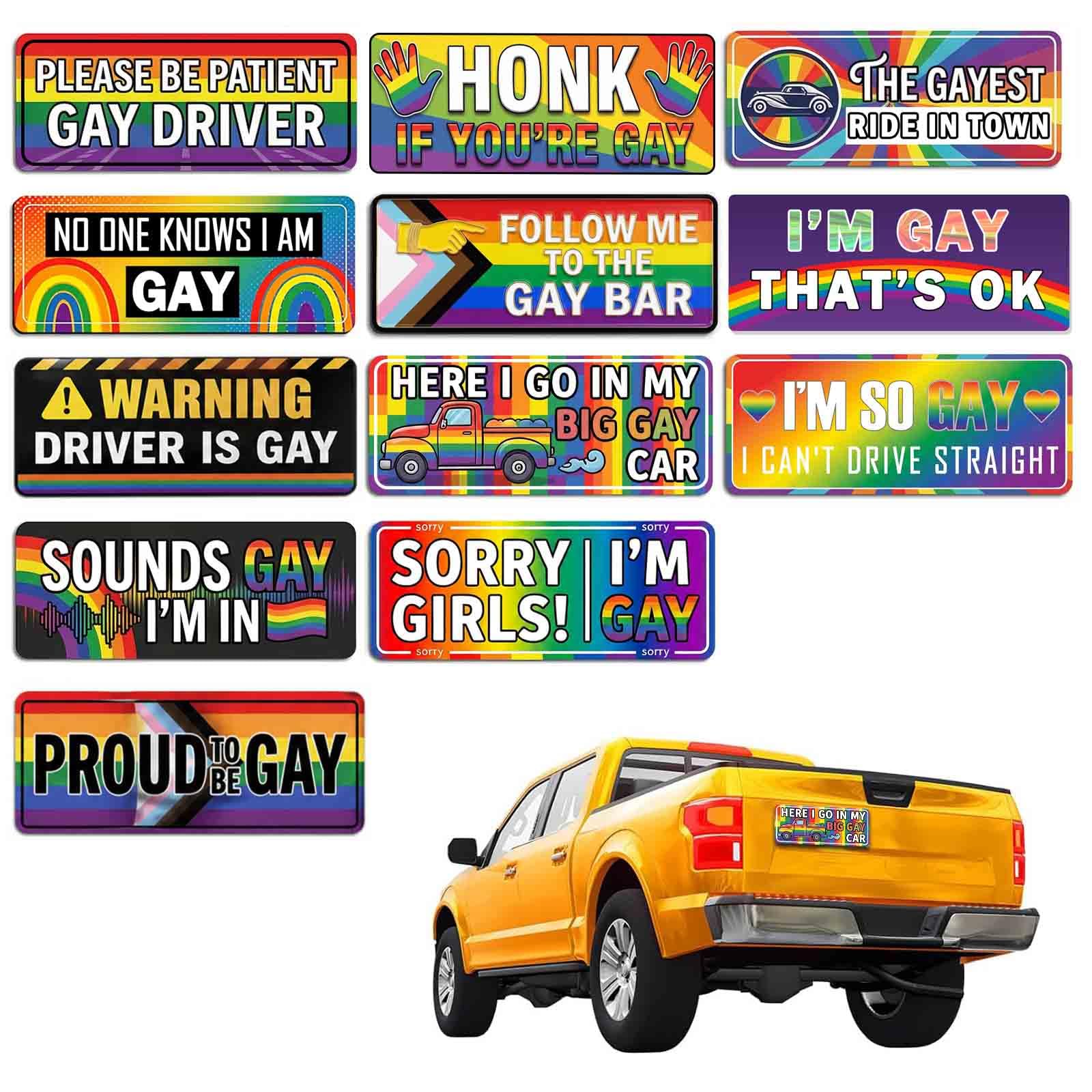 12PCS Gay Pride Funny Car Magnet, LGBT Rainbow Pride Prank Magnetic Sign, Prank 