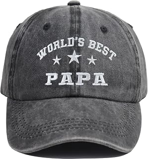 World’s Best Papa Hats for Men, Distressed Cotton Adjustable Dad Grandpa Baseball Cap Gifts for Abuelo Pappy