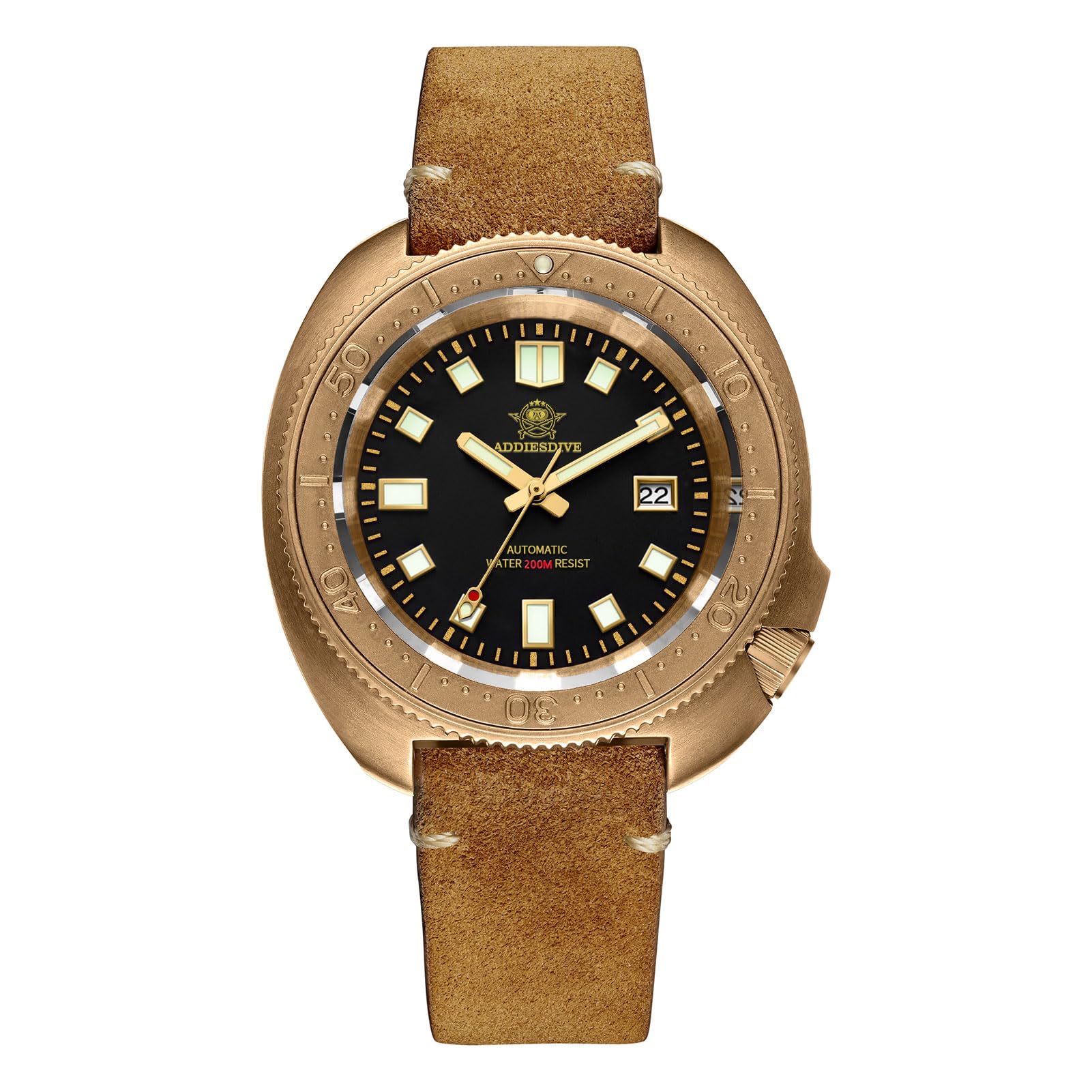 ADDIESDIVE Bronze Automatic Watch Dive Watches for Men 200 M Waterproof Sapphire