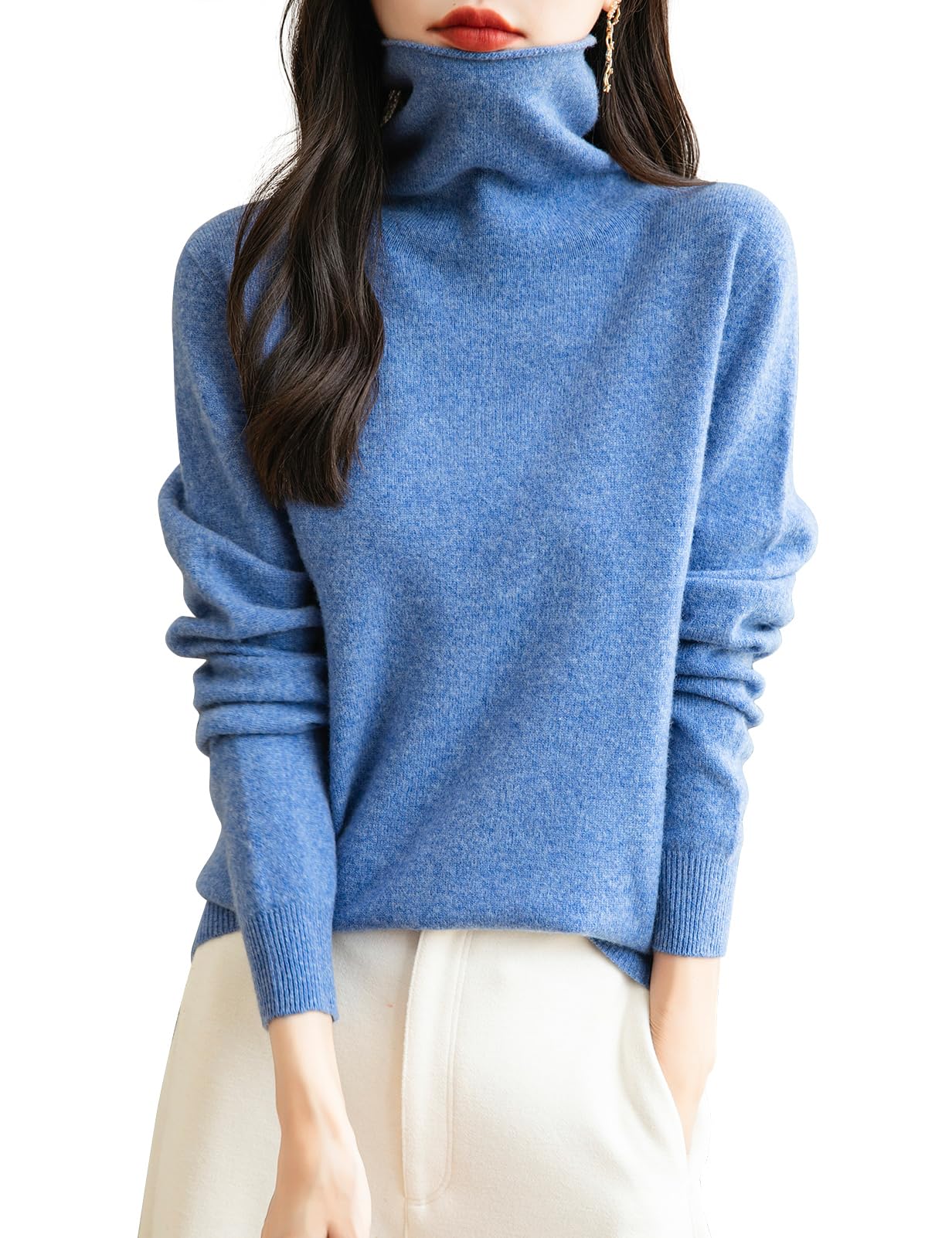 Chanyarn Women's 100% Merino Wool Seamless Sweater Turtleneck First-Line Ready t