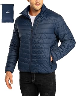 33,000ft mens puffer jacket lightweight down look jacket winter jacket men lined with pockets packable leisure hiking travel lightweight
