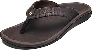 OluKai Ohana Men's Beach Sandals, Quick Dry Water Resistant and Lightweight, Compression Molded Footbed and Ultra Soft Fit, Dark Java Ray, Size 42, Dark Java Radius., 39 EU