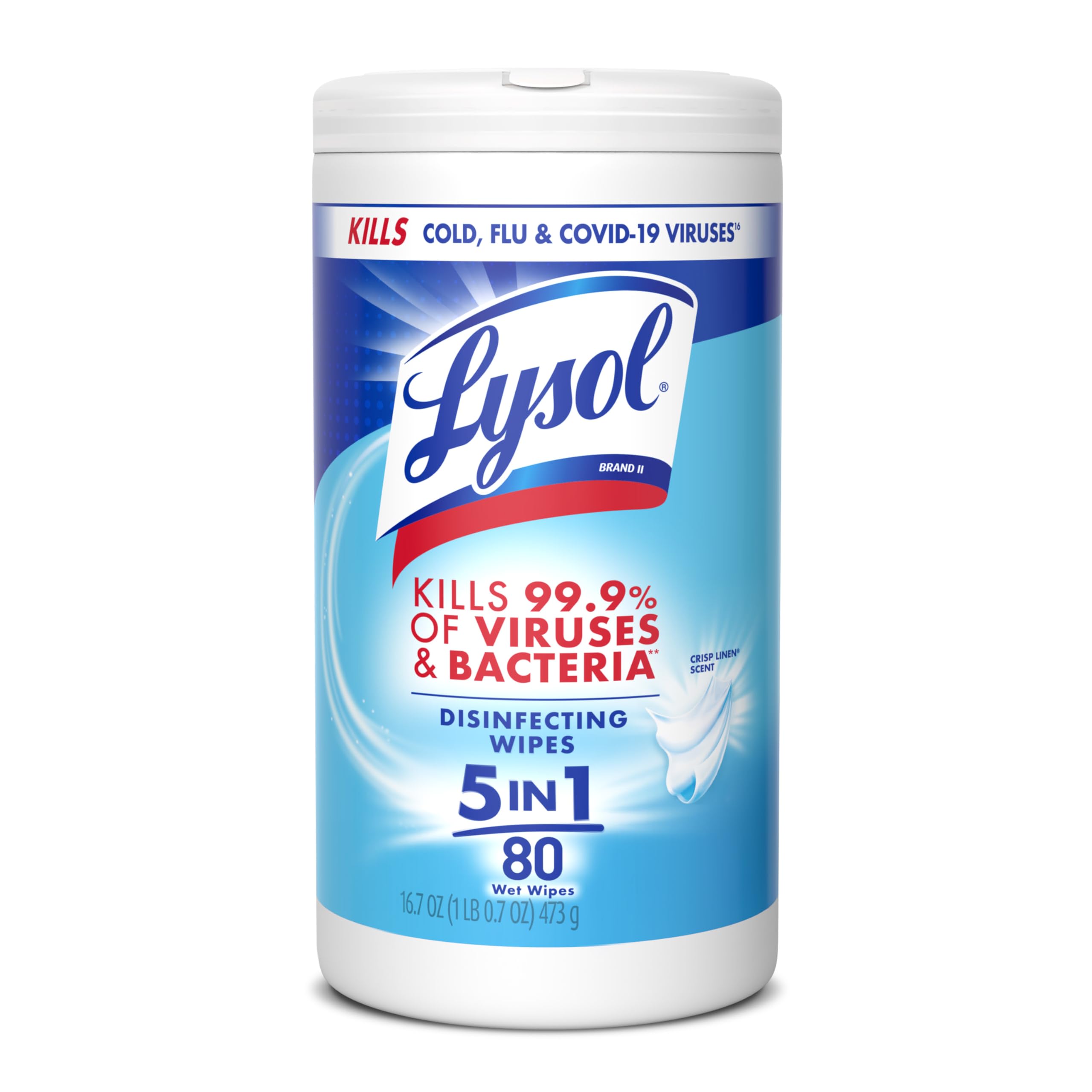 Lysol Disinfecting Wipes, Multi-Surface Cleaner, Crisp Linen, 80 ct. | All Purpo