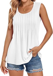 JOELLYUS Women Tank Tops Loose Fit Casual Sleeveless Pleated Summer Flowy Outfits 2026
