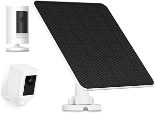 Solar Panel for Ring Camera, 5W Solar Charger for Ring Stick Up Battery, Spotlight Plus/Pro, Wyze Cam, Includes Barrel Plug and USB-C Adapter, IP65 Waterproof