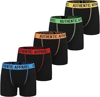 The Essentials Wardrobe Boys Boxers 5 Pack Trunks Underwear Black Grey Design Coloured Size 2-13 Years