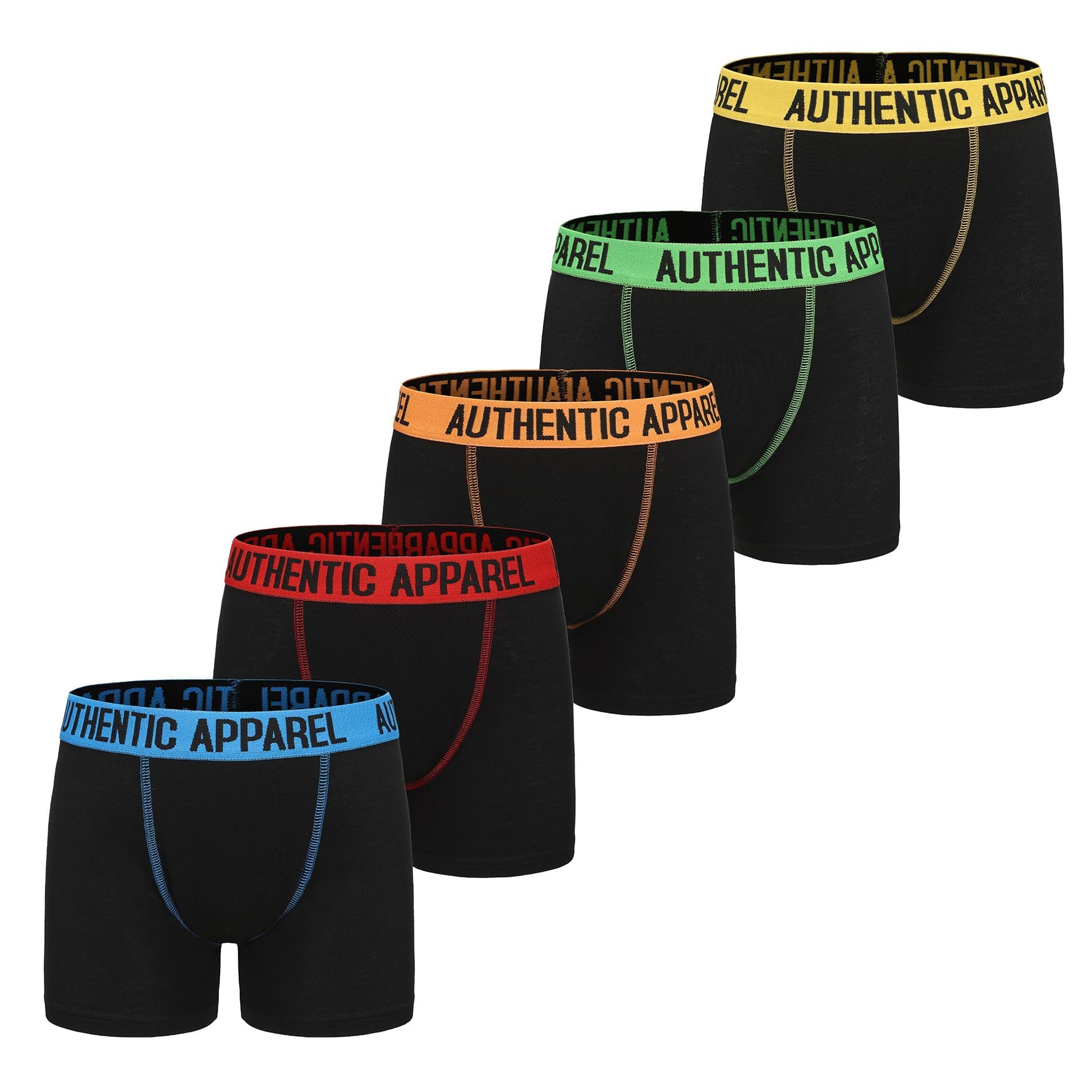 The Essentials Wardrobe Boys Boxers 5 Pack Trunks Underwear Black Grey Design Co