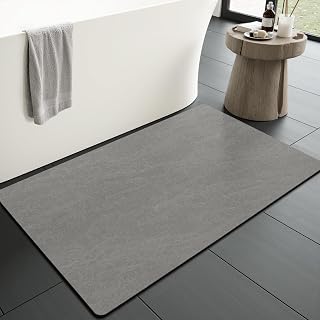MontVoo Bath Mat Rug for Bathroom-Bathroom Mat Bathroom Rug Non Slip Absorbent Quick Dry Bathmat Shower Mats-Bathroom Floor Mats in Front of Bathtub Sink Washroom Mat Grey 40x60CM
